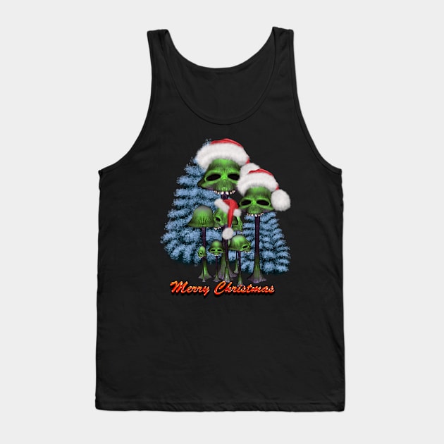 Merry christmas, funny mushroom skull with christmas hat Tank Top by Nicky2342